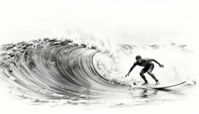 A surfer on a curly wave representing undercurls